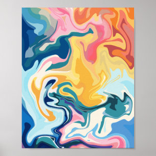 Abstracte vloeiende kunst met levendige kleuren poster