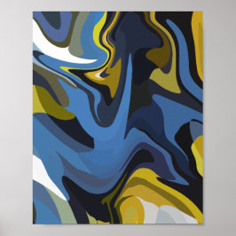 Abstracte vloeiende kunst met vloeiende curven poster