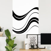 Abstracte vloeiende lijnen kunst | Moderne minimal Poster (Thuiskantoor)