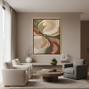 Abstracte vloeiende organische vormen aardetinten canvas afdruk