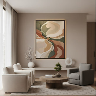 Abstracte vloeiende organische vormen aardetinten canvas afdruk