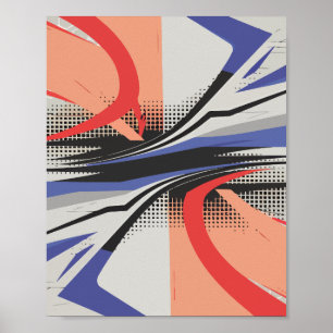Abstracte vloeistofbeweging met geometrische eleme poster