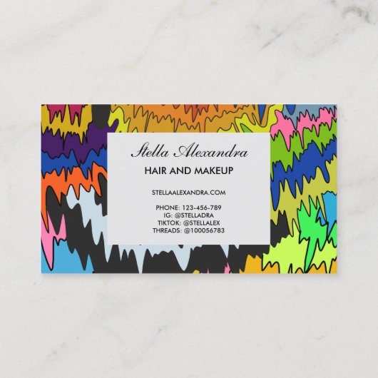 Abstracte vloeistofdruppel Kleurrijke Groovy Strip Visitekaartje (Achterkant)
