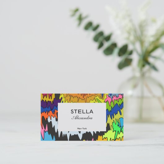 Abstracte vloeistofdruppel Kleurrijke Groovy Strip Visitekaartje (Staand voorkant)