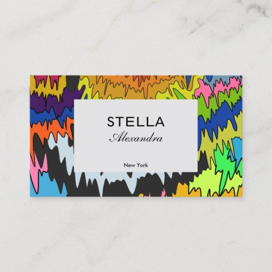 Abstracte vloeistofdruppel Kleurrijke Groovy Strip Visitekaartje (Voorkant)