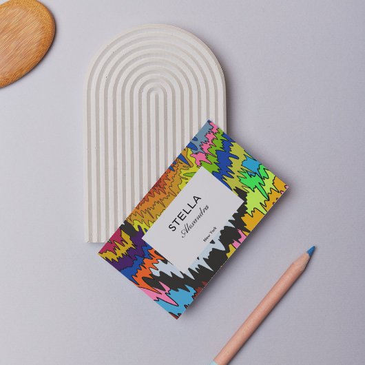 Abstracte vloeistofdruppel Kleurrijke Groovy Strip Visitekaartje