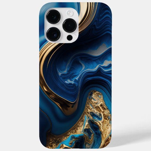 Abstracte VLOEISTOFFICIËNTEN VOOR BLAUW EN GOLD Case-Mate iPhone Case (Achterkant)