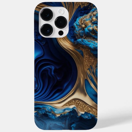 Abstracte VLOEISTOFFICIËNTEN VOOR BLAUW EN GOLD Case-Mate iPhone Case (Achterkant)