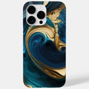 Abstracte VLOEISTOFFICIËNTEN VOOR BLAUW EN GOLD Case-Mate iPhone 14 Pro Max Hoesje