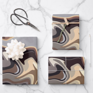 Abstracte vloeistofharmonie in warme aardse tonen inpakpapier vel