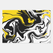Abstracte vloeistofkunst in zwart, wit en geel inpakpapier vel (Voorkant 2)