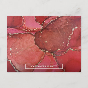 Abstracte Vloeistofkunst met rode en goudkleurige  Briefkaart