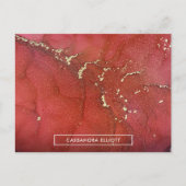 Abstracte Vloeistofkunst met rode en goudkleurige  Briefkaart (Voorkant)