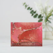 Abstracte Vloeistofkunst met rode en goudkleurige  Briefkaart (Staand voorkant)