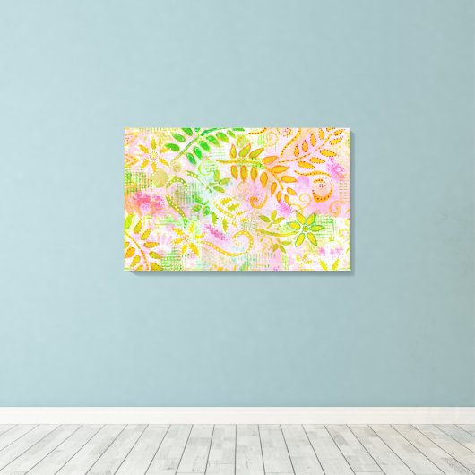 Abstracte vloeren en bladcanvas canvas afdruk (Insitu (Houten vloer))