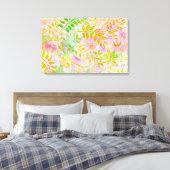 Abstracte vloeren en bladcanvas canvas afdruk (Insitu (Slaapkamer))