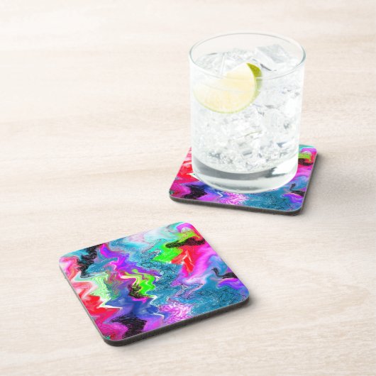 Abstracte vloerkunst met kleurrijke cirkels en lij bier onderzetter (Rechterzijde)