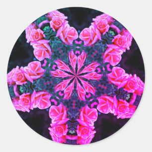 Abstracte vloerkunst met tintpantserrosebuis ronde sticker