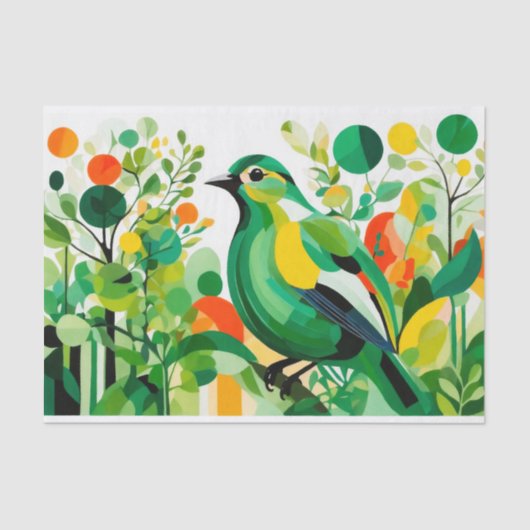 Abstracte vogel die op een boomtak staat tissuepapier (Voorkant)