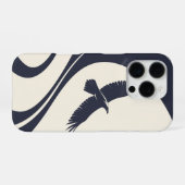 Abstracte vogel minimalistische Navy iPhone 16 Pro Hoesje (Achterkant horizontaal)