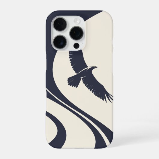 Abstracte vogel minimalistische Navy iPhone 16 Pro Hoesje (Achterkant)