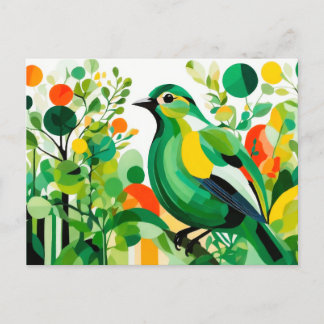 Abstracte vogel op een tak briefkaart