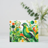 Abstracte vogel op een tak briefkaart (Staand voorkant)