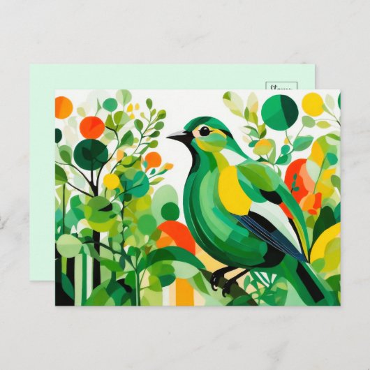 Abstracte vogel op een tak briefkaart (Voorkant / Achterkant)