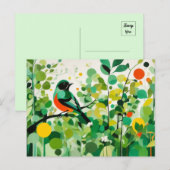 Abstracte vogel op een tak briefkaart (Voorkant / Achterkant)