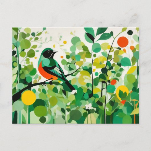 Abstracte vogel op een tak briefkaart (Voorkant)