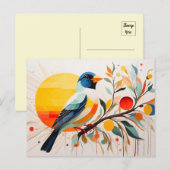 Abstracte vogel op een tak briefkaart (Voorkant / Achterkant)