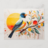 Abstracte vogel op een tak briefkaart (Voorkant)