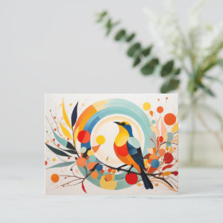 Abstracte vogel op een tak briefkaart