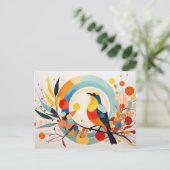 Abstracte vogel op een tak briefkaart (Staand voorkant)