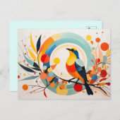 Abstracte vogel op een tak briefkaart (Voorkant / Achterkant)