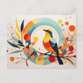 Abstracte vogel op een tak briefkaart (Voorkant)
