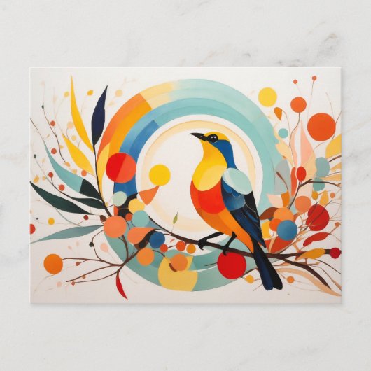 Abstracte vogel op een tak briefkaart (Voorkant)