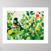 Abstracte vogel op een tak poster (Voorkant)