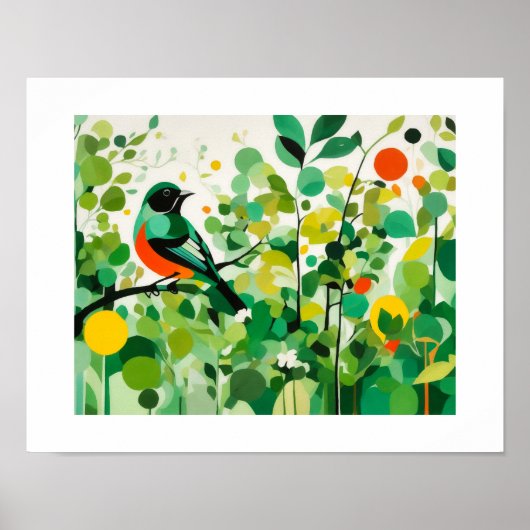 Abstracte vogel op een tak poster (Voorkant)