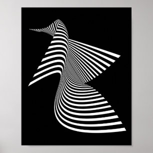 Abstracte vogel — optische kunst poster