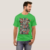 abstracte vogel tiki stijl vriend t-shirt (Voorkant volledig)