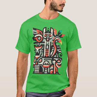 abstracte vogel tiki stijl vrienden t-shirt