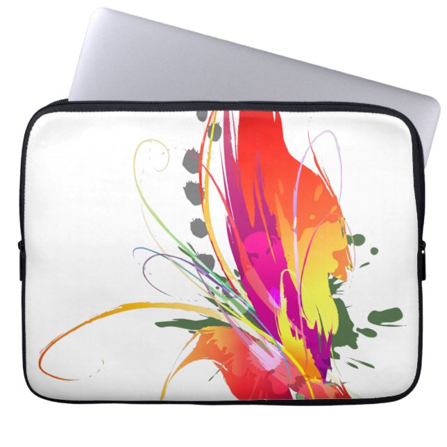 Abstracte vogel van de Spletters van Paradise Pain Laptop Sleeve (Voorkant)