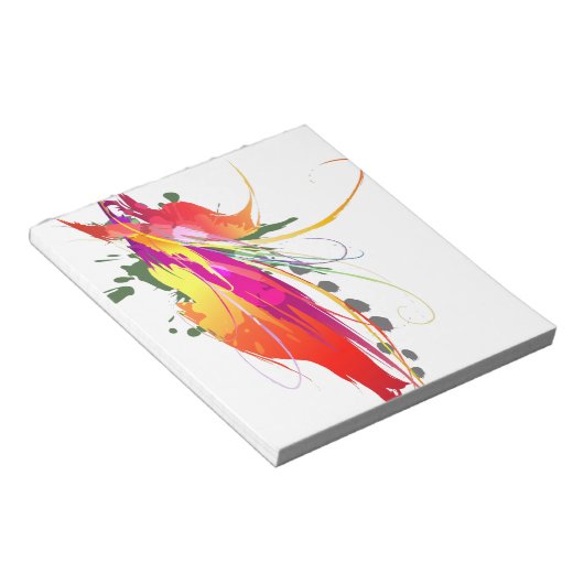 Abstracte vogel van de Spletters van Paradise Pain Notitieblok (Schuin)