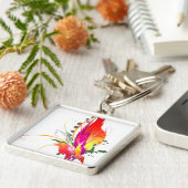 Abstracte vogel van de Spletters van Paradise Pain Sleutelhanger (Zijkant)