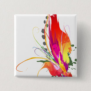 Abstracte vogel van de Spletters van Paradise Pain Vierkante Button 5,1 Cm