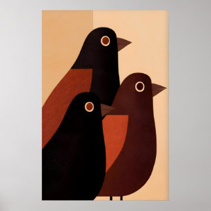 Abstracte Vogel Wand Kunst Trio van Geometrische V Poster