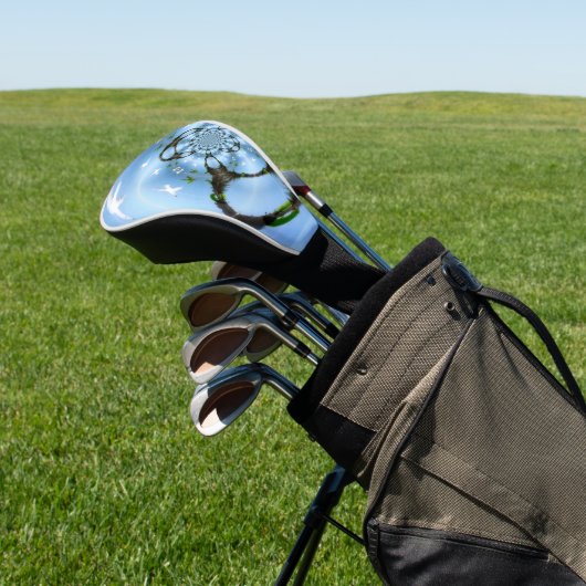Abstracte Vogels Blauwe Lucht Golfheadcover (Insitu)