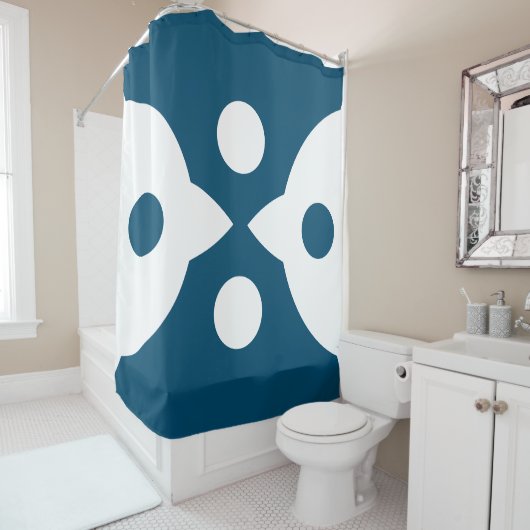 Abstracte Vogels Bold Eenvoudig Ontwerp Ocean Blue Douchegordijn (In situ)