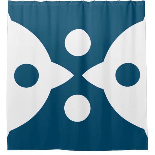 Abstracte Vogels Bold Eenvoudig Ontwerp Ocean Blue Douchegordijn (Voorkant)